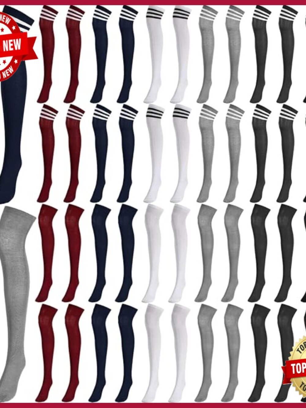24 Pairs Thigh High Socks Over Knee Stockings Leg Warmers Daily Wear Cosplay